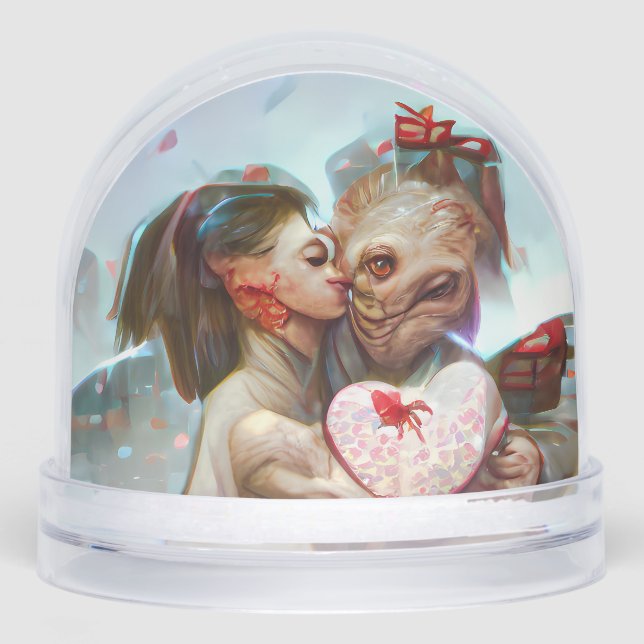 Whimsical Alien Romance Schneekugeln (Vorderseite)
