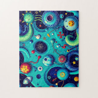 Whimsical Alien World - Bunte Weltraumkreaturen Puzzle