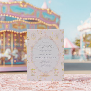 Whimsical Amusement Park Karussell-Baby-Party Einladung