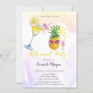 Whimsical Ananas Cocktail Lemon Rente Einladung