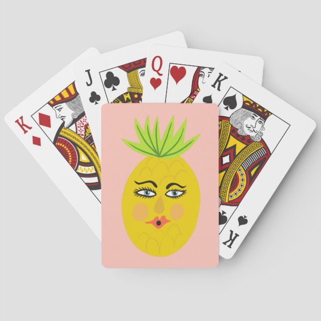 Whimsical Ananas Funny Face CUSTOMIZE IT Spielkarten (Rückseite)