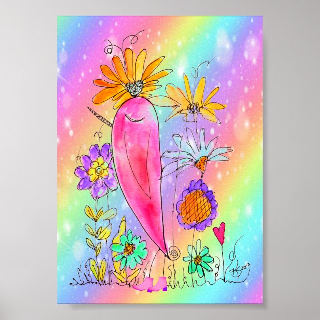 Whimsical and Colorful Birdie mit Stiefeln Poster (Vorne)