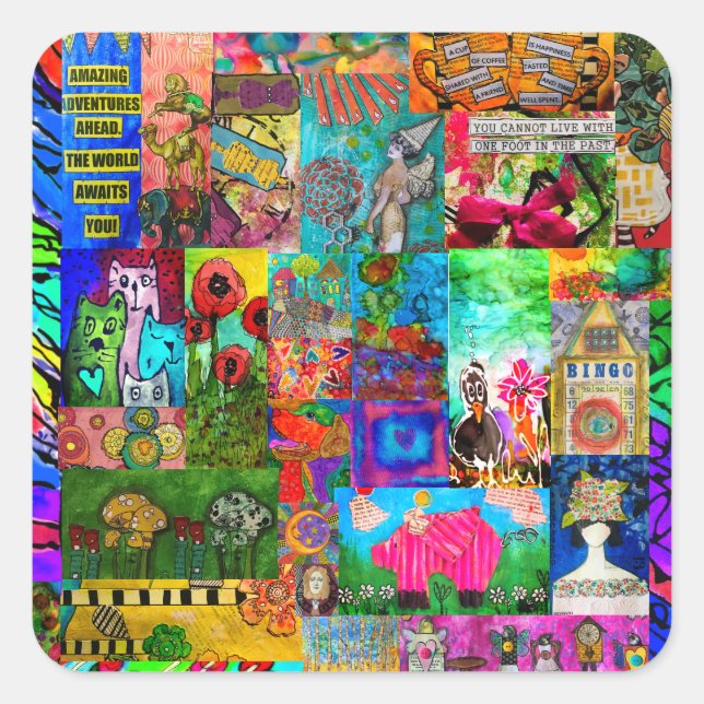 Whimsical and Colorful Mixed Media Stickers (Vorderseite)