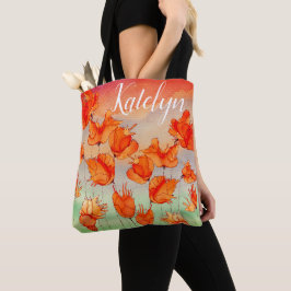 Whimsical and Colorful Orange Poppies Tote Bag
