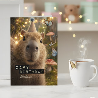 Whimsical and Funny Capybara Birthday Card Karte