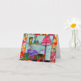 Whimsical and Funny Cat Painting Grußkarten Karte