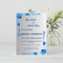 Whimsical and Sweet Blue Bridal Dusche Einladung