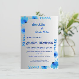 Whimsical and Sweet Blue Bridal Dusche Einladung