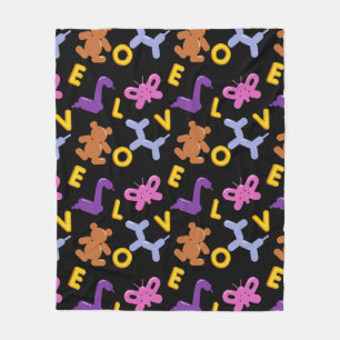 Whimsical Animal Balloons & LIEBE Letters Fleecedecke