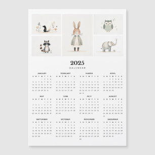 Whimsical Animal Boho Minimal 2025 Magnet-Kalender Magnetkarte