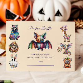 Whimsical Animal Halloween Diapper Raffle Begleitkarte