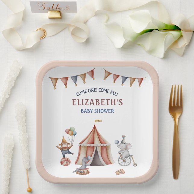Whimsical Animals Circus Party Babydusche Pappteller (Hochzeit)