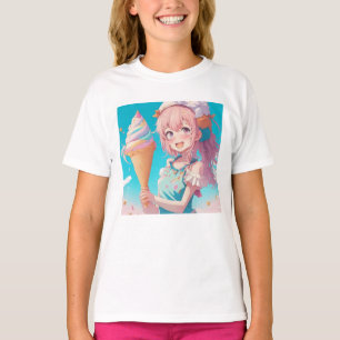 Whimsical Anime Girl with Ice Creme Cone T-Shirt