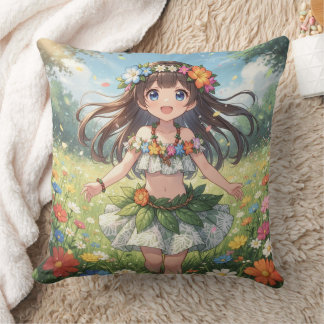 Whimsical Anime Mädchen Kissen
