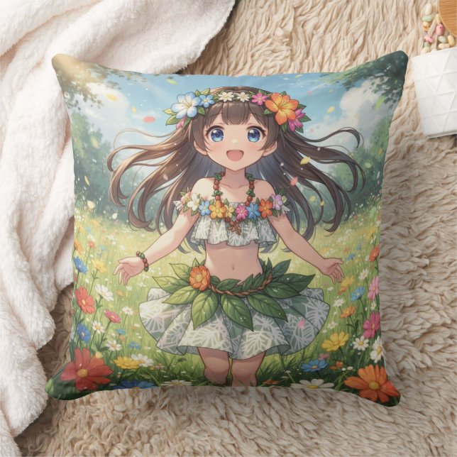 Whimsical Anime Mädchen  Kissen (Decke)