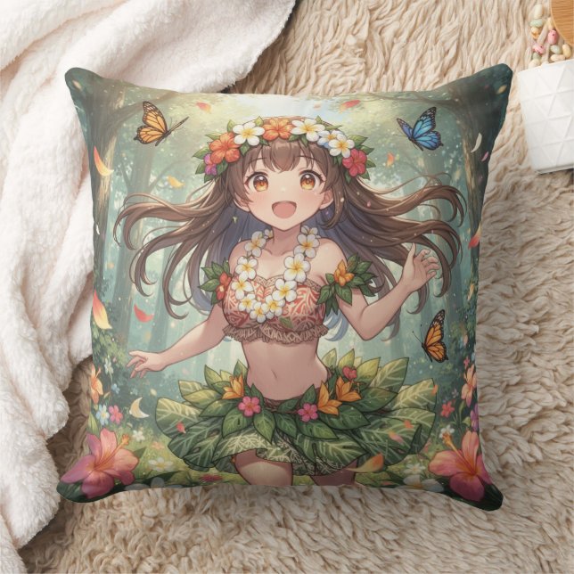 Whimsical Anime Mädchen Kissen (Decke)