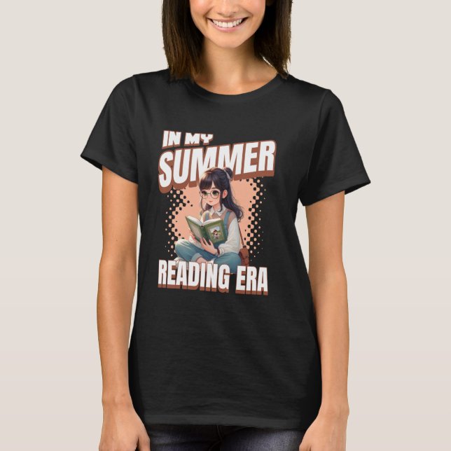 Whimsical Anime Style Girl In My Summer Reading Er T-Shirt (Vorderseite)