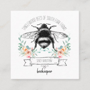 Whimsical Apiary Elegant Honey Beekeeper-Logo Quadratische Visitenkarte