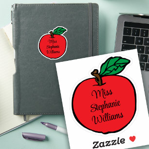 Whimsical Apple Teacher's Name Cutout Aufkleber