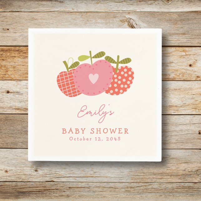 Whimsical Apple Theme Fall Baby Dusche Rosa Red Serviette (Von Creator hochgeladen)