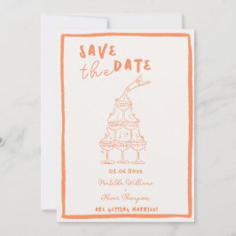 Whimsical Apricot Save the Date Einladung