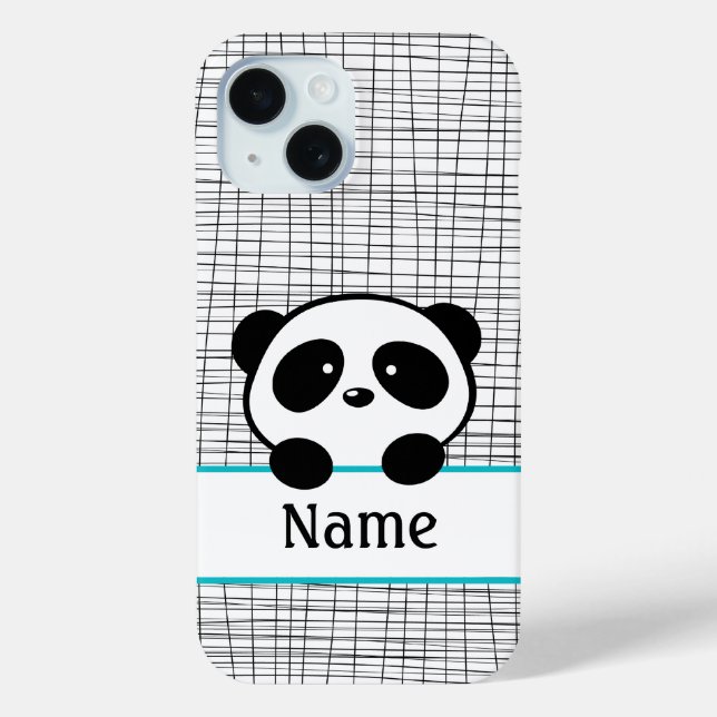 Whimsical Aqua Blue Personalisiert Panda Case-Mate iPhone Hülle (Rückseite)