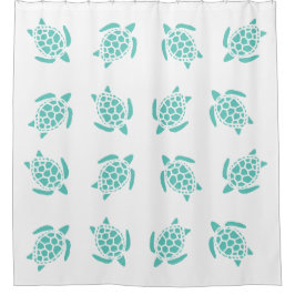 Whimsical Aqua Blue Sea Turtles Nautical Pattern Duschvorhang