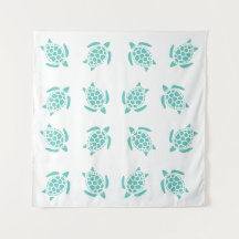 Whimsical Aqua Blue Sea Turtles Nautical Pattern