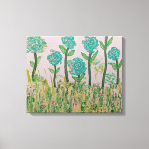 Whimsical Aqua Blume Leinwanddruck