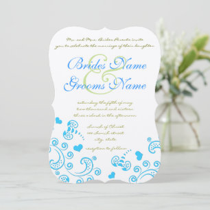 Whimsical Aqua Bumble Bee Swirl Wedding Einladung