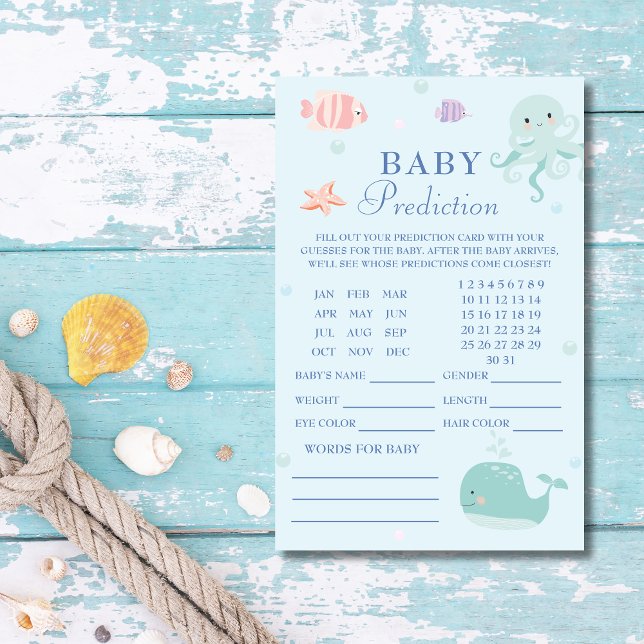 Whimsical Aqua Ocean Baby Vorhersagen Flyer (Von Creator hochgeladen)