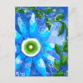 Whimsical Aquamarin Blue Green Floral Blume Blume Postkarte