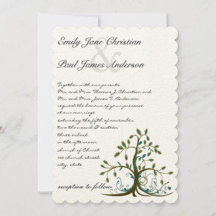 Whimsical Aquamarin Brown Green Tree Einladung zur