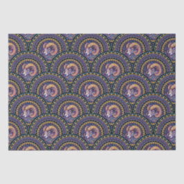 Whimsical Aries Zodiac Mandala Art Deco Scallop Seidenpapier