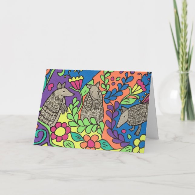Whimsical Armadillos Grußkarte Karte (Vorderseite)
