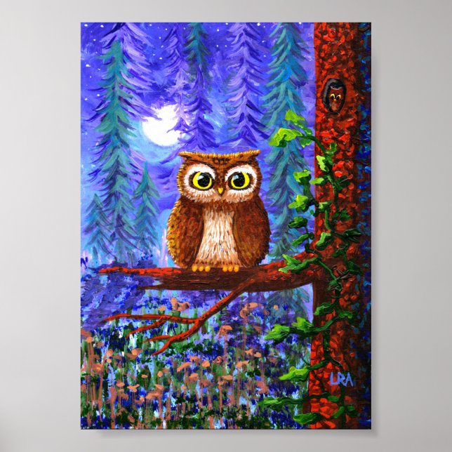 Whimsical Art Forest Moon Creationarts Poster (Vorne)