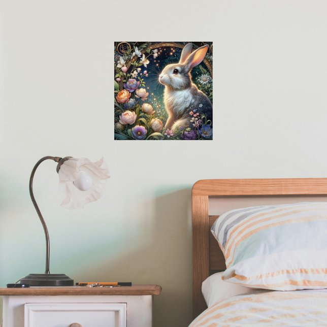 Whimsical Art Nouveau Bunny Floral Elegante Poster (Von Creator hochgeladen)