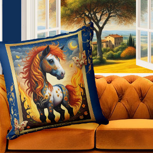 Whimsical Artistic Horse Colorful Animal Kissen