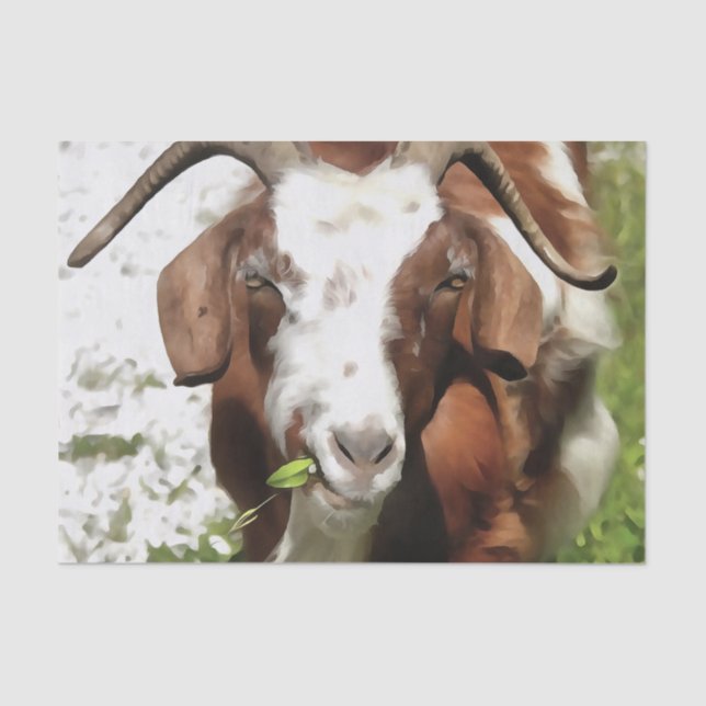 Whimsical Artistic Portrait of a Goat Grazing Seidenpapier (Vorderseite)