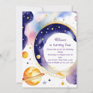 Whimsical Astro Adventure Custom Geburtstag Einladung