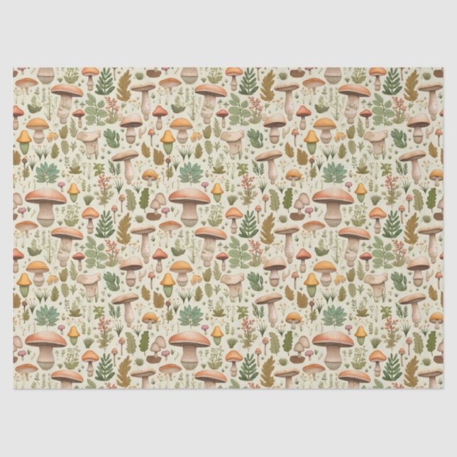 Whimsical Autumn Mushroom Forest Seamless Pattern Seidenpapier (Vorderseite)