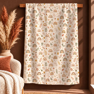 Whimsical Autumn Terrakotta Salbei Boho Regenbogen Fleecedecke