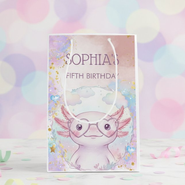 Whimsical axolotl kids birthday mittlere geschenktüte (Von Creator hochgeladen)