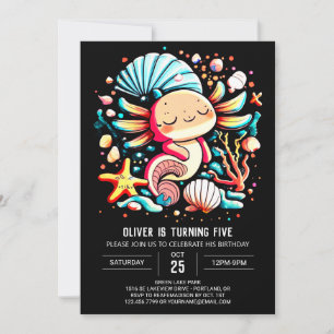 Whimsical Axolotl Watercolor Geburtstagsfeier Einladung
