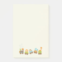 Whimsical Baby Animals Toy Train Post-it Klebezettel