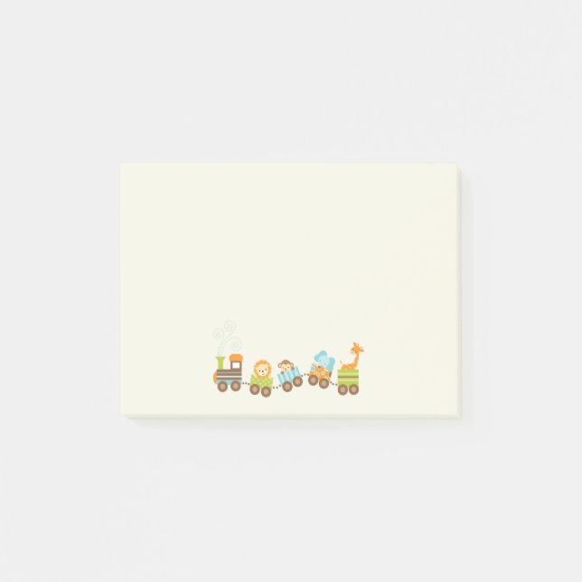 Whimsical Baby Animals Toy Train Post-it Klebezettel (Vorderseite)