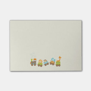 Whimsical Baby Animals Toy Train Post-it Klebezettel