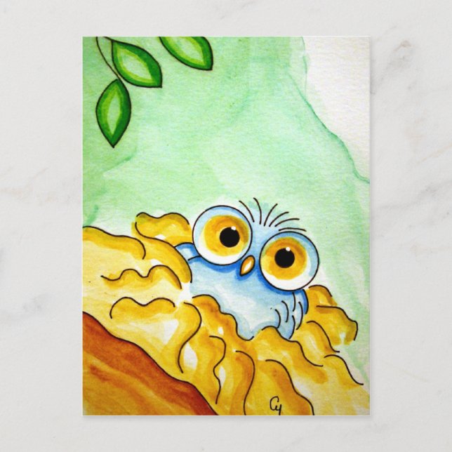 WHIMSICAL BABY BLUE OWD Postkarte (Vorderseite)