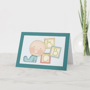 Whimsical Baby Boy Gratulations Card Karte