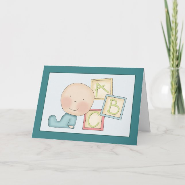 Whimsical Baby Boy Gratulations Card Karte (Vorderseite)